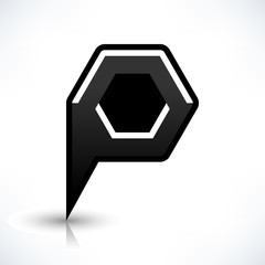 Blank map pin flat location icon hexagon sign