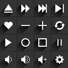 White media control sign flat icon