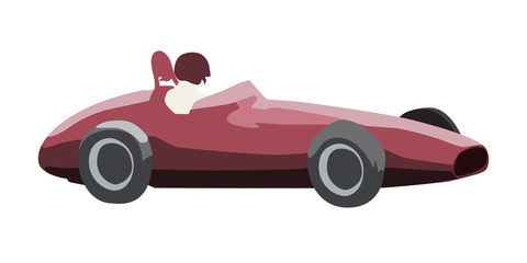 Red vintage sport racing car. Vector illustration isolated on wh