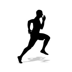 Fototapeta na wymiar Running man vector silhouette. Run, individual summer sport. Iso
