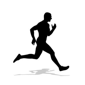 Running man vector silhouette. Run, individual summer sport. Iso