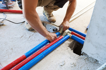 Plumber welded plastic pipes