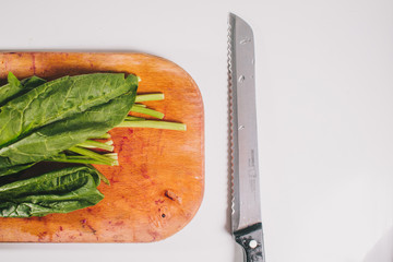 Vegetarian salad with spinach. lay flat