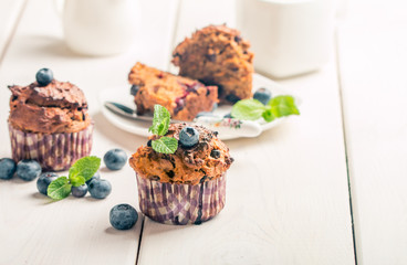 Carrot muffins with blueberrie