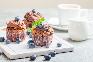 Carrot muffins with blueberrie