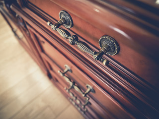 Handle on wooden Drawer Vintage style object details