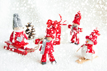 Christmas scene with wooden dolls
