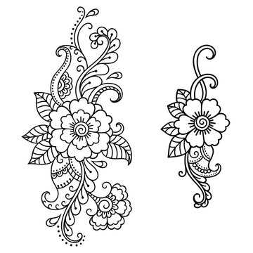 Henna Tattoo Flower Template. Mehndi Style.Decorative Pattern In Oriental Style.
