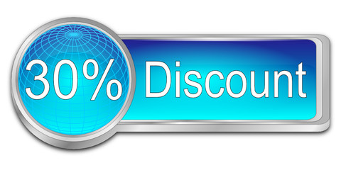 30% Discount button - 3D illustration