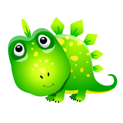 Cartoon cute dinosaur. Vector illustration on a white background, isolated