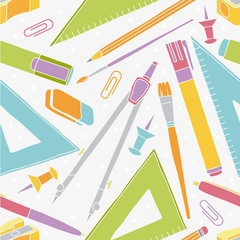 Vector seamless stationery pattern. Vector back to school illustration.
