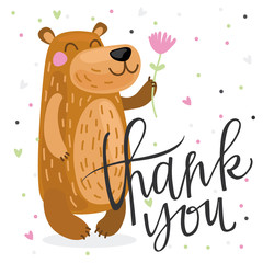 Cute kids thank you card with beer