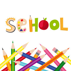 Colorful pencils on white background. Back to school design.