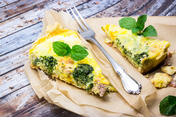 Homemade spinach and tuna fish quiche