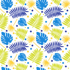 Fototapeta na wymiar Palm leaves seamless pattern background. Tropical greeting card.