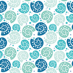 Cute Hand Drawn texture, marine theme design. vector seamless pattern. 