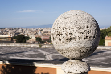 Beautiful panoramic view from the top of the Capital City, churches, houses, architecture from Gianicolo.