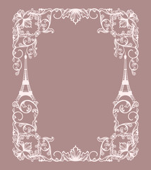 Obraz premium eiffel tower luxurious frame background - Paris symbol among lace swirls