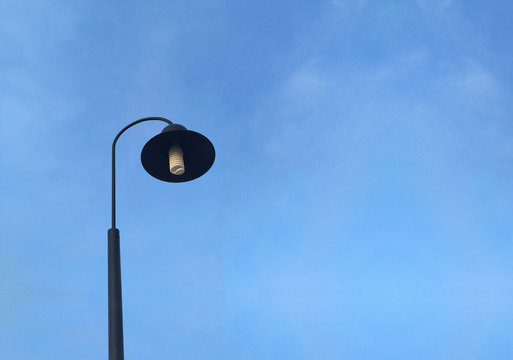 Modern street light with blue sky in evening. Mobile photography