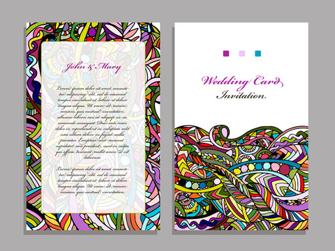 Wedding card template, abstract colorful design