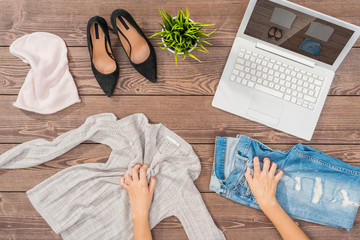 Female online shopping concept