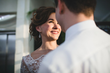 beautiful and happy couple dancing outdoors