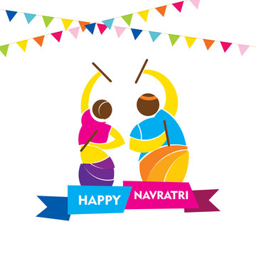 happy navratri festival, garba dance poster design vector