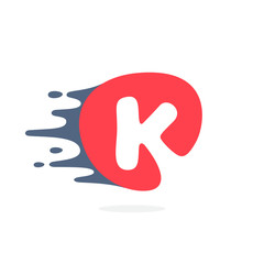 Letter K logo with fast speed water, fire, energy lines.