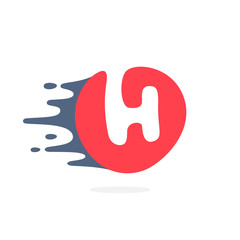 Letter H logo with fast speed water, fire, energy lines.