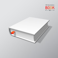 Blank book mockup with shadow isolated. 3d vector illustration.