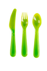 set of plastic spoons.