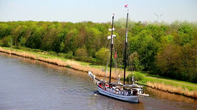 Sail boat at Kiel canal