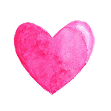 Pink heart in watercolor