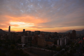Naklejka na ściany i meble Amazing sunset in Santiago Chile