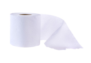 toilet paper on white background
