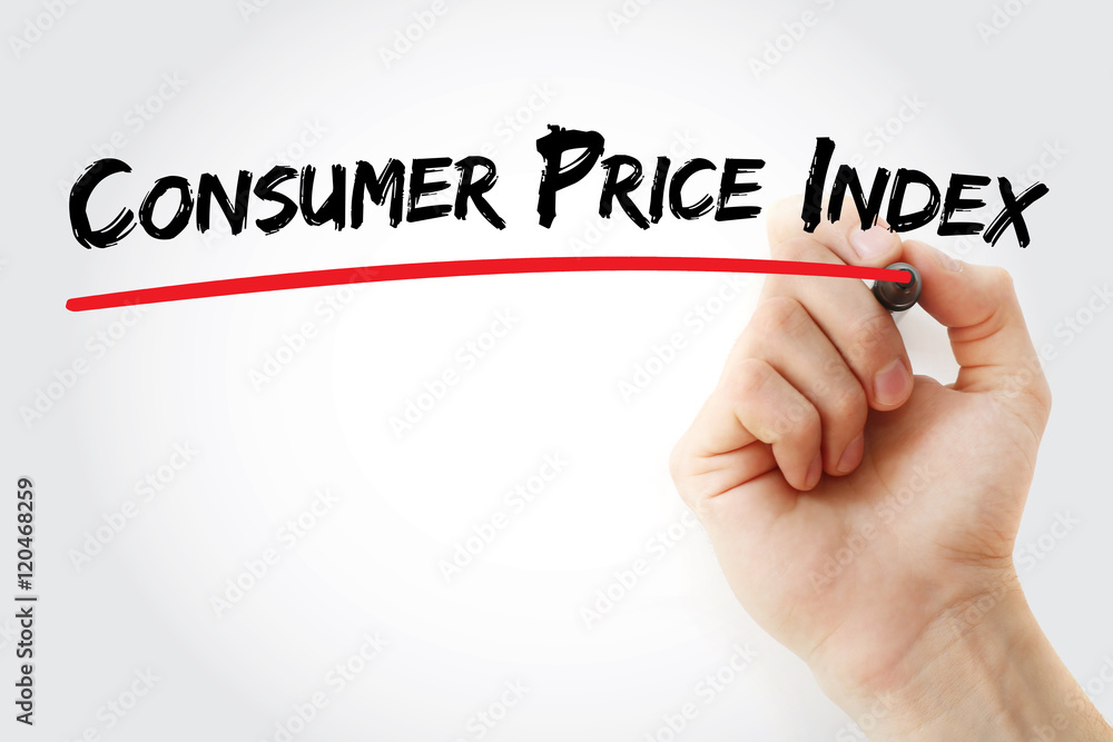 Poster hand writing consumer price index with marker, concept background