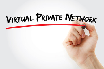 Hand writing Virtual Private Network with marker, concept background
