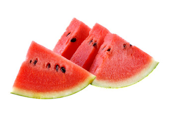 Watermelon slices on white background