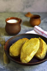 Fried zeppelin (cepelinai) - tradishional lithuanian potato patt