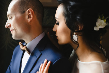 Portrait of beautiful luxury newlyweds