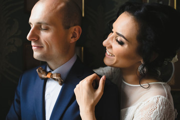 Portrait of beautiful luxury newlyweds