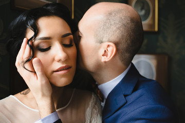 Portrait of beautiful luxury newlyweds