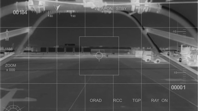 Infrared - War Helicopter lift off from Base
