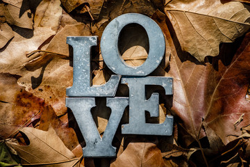 message of love with metal letters
