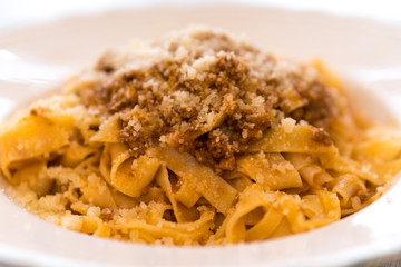 Italian tagliatelle with tomato sauce