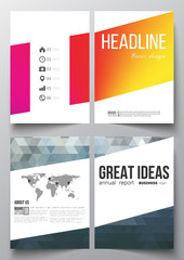 Set of business templates for brochure, magazine, flyer, booklet or annual report. Abstract colorful polygonal background, modern stylish triangle vector texture