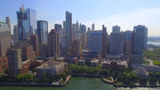 Aerial video footage of New York Skyscrapers