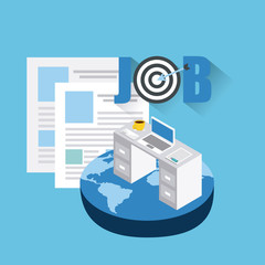 job opportunity online flat icons vector illustration design