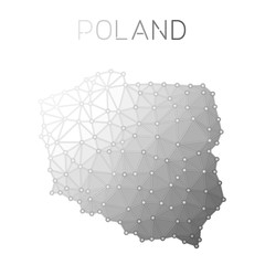 Fototapeta premium Poland polygonal vector map. Molecular structure country map design. Network connections polygonal Poland map in geometric style for your infographics.