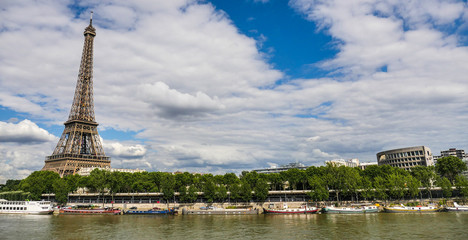 Eiffel Tower in Paris with Seine, France